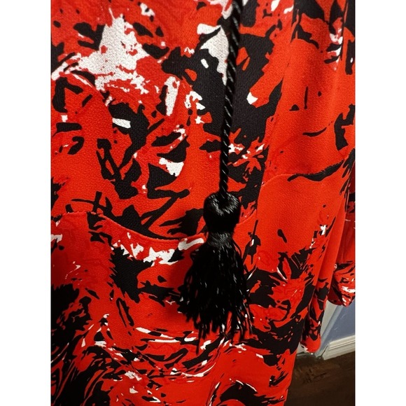 Karina Grimaldi Pilar Print Long Sleeve Deep V-Neck Blouson Mini Dress Medium - Picture 4 of 10